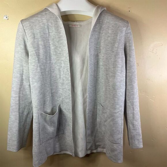 Camaieu Women's‎ Gray Hooded Open Cardigan Jacket Size Large Mid-Length Casual - Picture 2 of 6